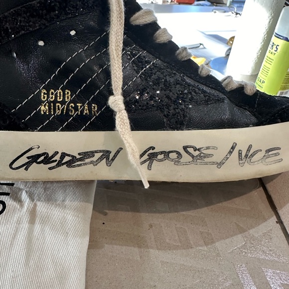 **SOLD**Golden Goose Deluxe Brand Mid Stars 37 black glitter calfskin and suede - Picture 11 of 16